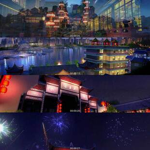 重庆古建筑历史建筑磁器口马王宫 3D动画三维城市宣传片视频素材