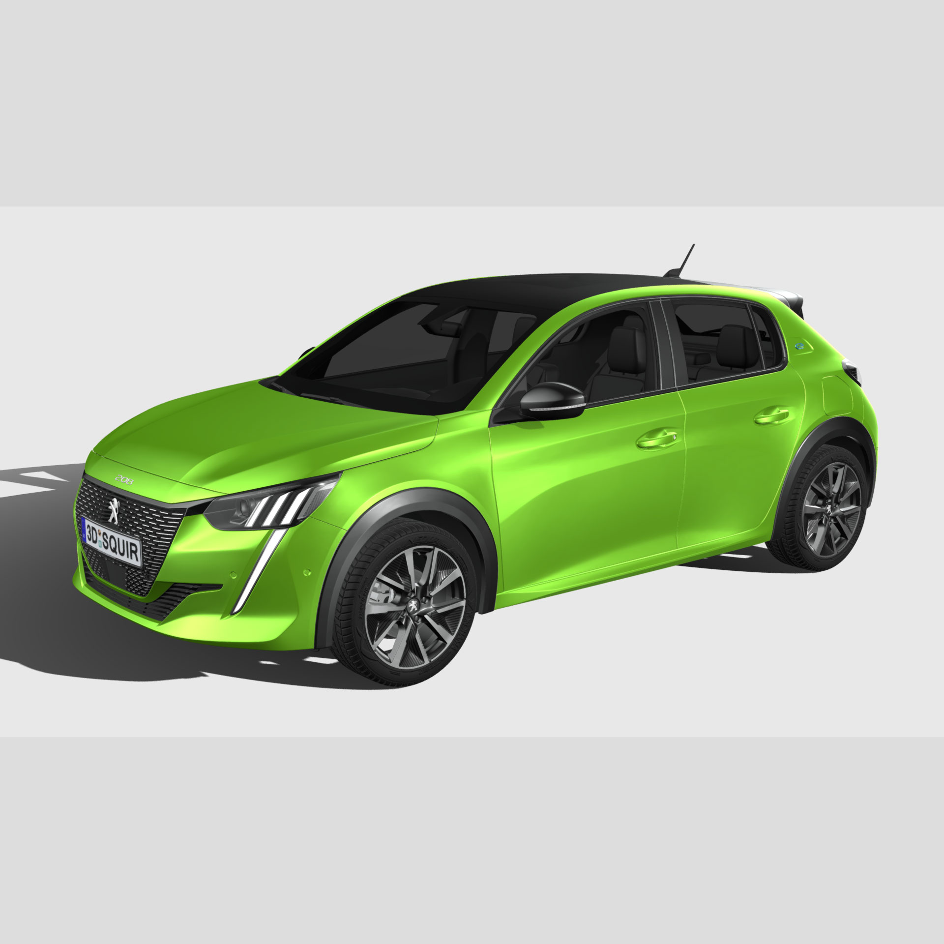 标致e-208 2020 汽车3D模型 三维轿车FBX模型PBR写实模型 Blender