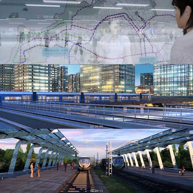 有轨电车 城市交通 新能源 3D动画 三维漫游 城市宣传片 视频素材