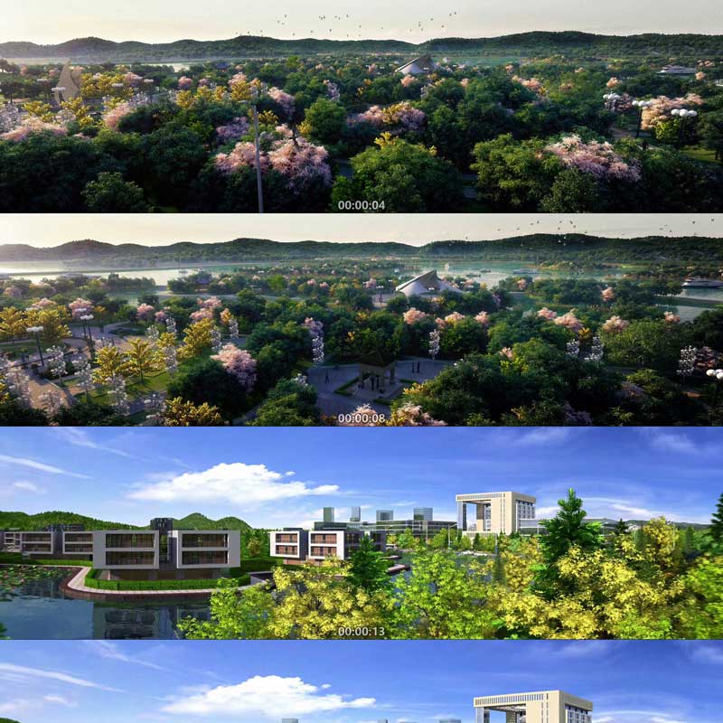 绿色植物生态城市校园建筑漫游城市公园动画城市宣传片视频素材