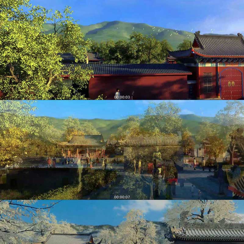 古建筑古代景点 巴里坤松峰书院 3D动画三维漫游宣传片 视频素材