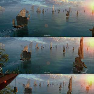 古代航海 航运 郑和下西洋 海上丝绸之路 3D动画三维漫游视频素材