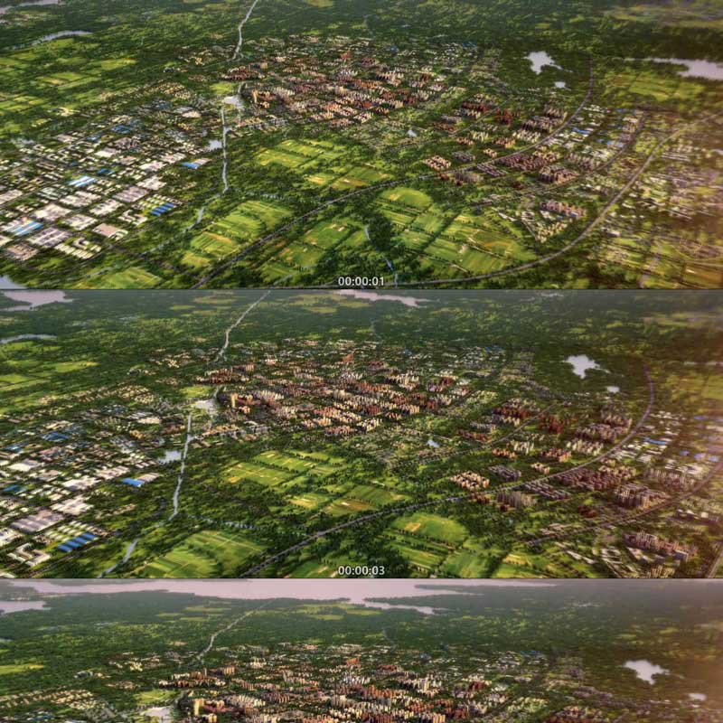 城市建筑鸟瞰 绿色生态 3D动画 三维建筑漫游 城市宣传片视频素材