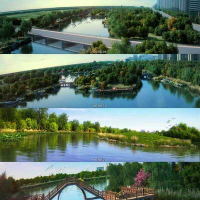 493三维湿地公园绿色生态城市动画 3D动画 三维建筑漫游