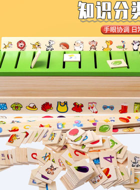 蒙氏教具早教盒子知识分类盒玩具