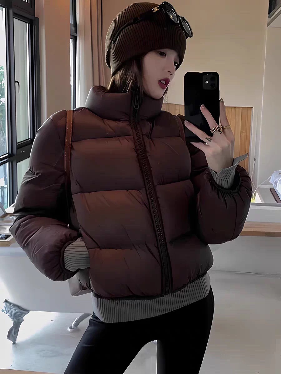 G1肯豆风短款羽绒服女冬季面包服立领短外套小个子美式