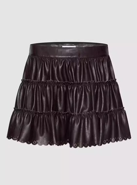 2026春季新款女装都市PU多层荷叶边镂空花纹半裙UYU560002