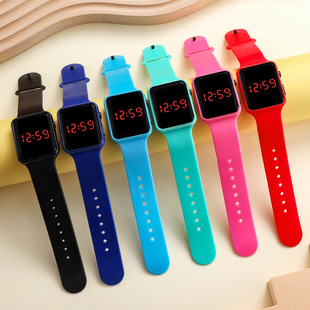 热卖方形时尚运动LED硅胶儿童学生时装外贸手环电子手表小礼品