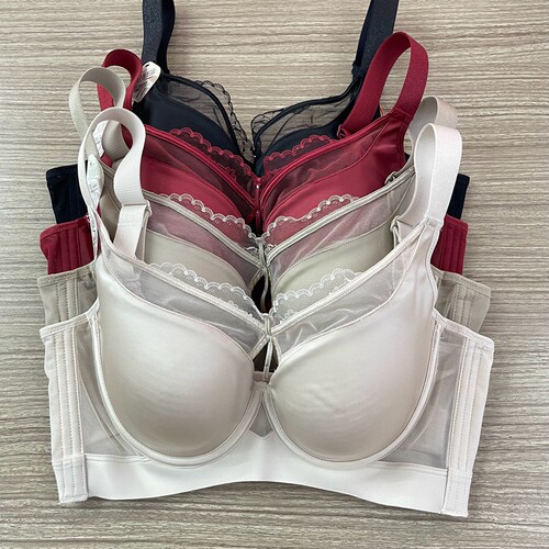 安芝娜6623光面蕾丝定型杯内衣女显小性感无痕缎面薄款C杯文胸罩