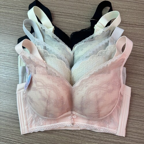 无钢圈超薄B杯纸片杯透气聚拢蕾丝集中调整胸罩内衣上托文胸563