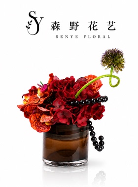 高端现代轻奢仿真花艺摆件样板间售楼处酒店大堂玄关前台假花装饰