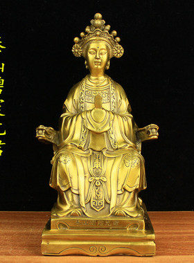 纯铜圣母铜泰山碧霞元君泰山老奶奶铜像家居客厅办公室桌面摆件
