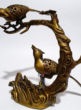 纯铜喜上眉梢古玩香炉摆件