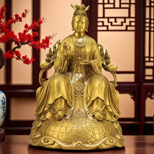 纯铜地母娘娘摆件家居客厅供奉铜像后土娘娘大地之母地母元君