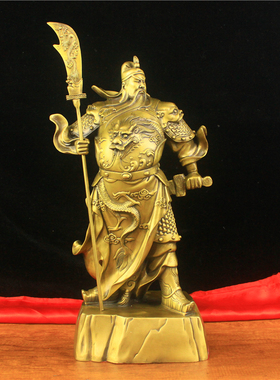 纯铜关公铜武财神关公站立刀关公家居客厅工艺品桌面摆件高50厘米
