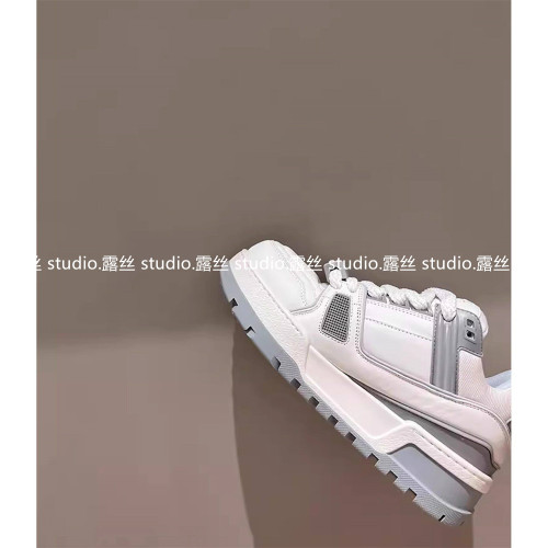 露丝 studio厚底增高小胖丁休闲运动鞋女真皮情侣款系带白色板鞋