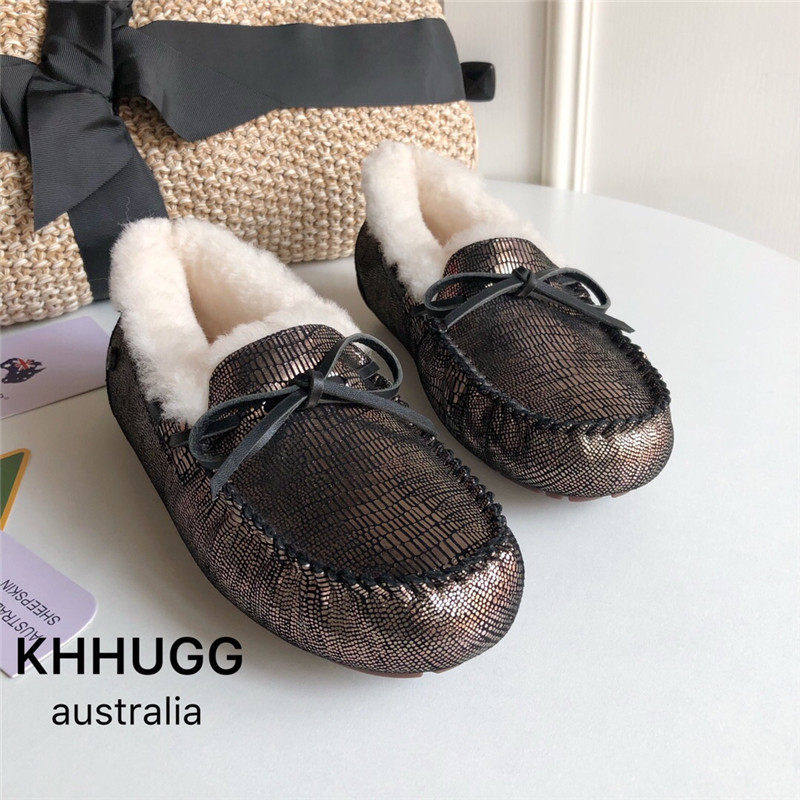 KHHUGG豆豆鞋女冬加绒厚底棉鞋百搭外穿真皮毛一体懒人鞋KHΗUGG,女鞋,乐福鞋（豆豆鞋）,淘宝优惠券,粉丝福利购,淘宝优惠卷