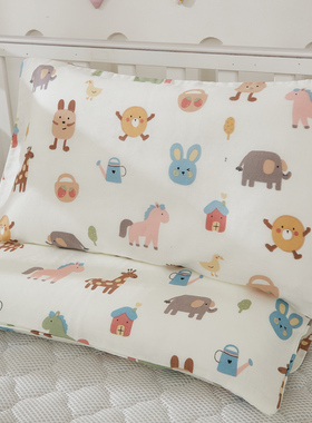 A类双层纱纯棉枕头套儿童30*50 婴儿小号卡通幼儿园全棉枕套40*60