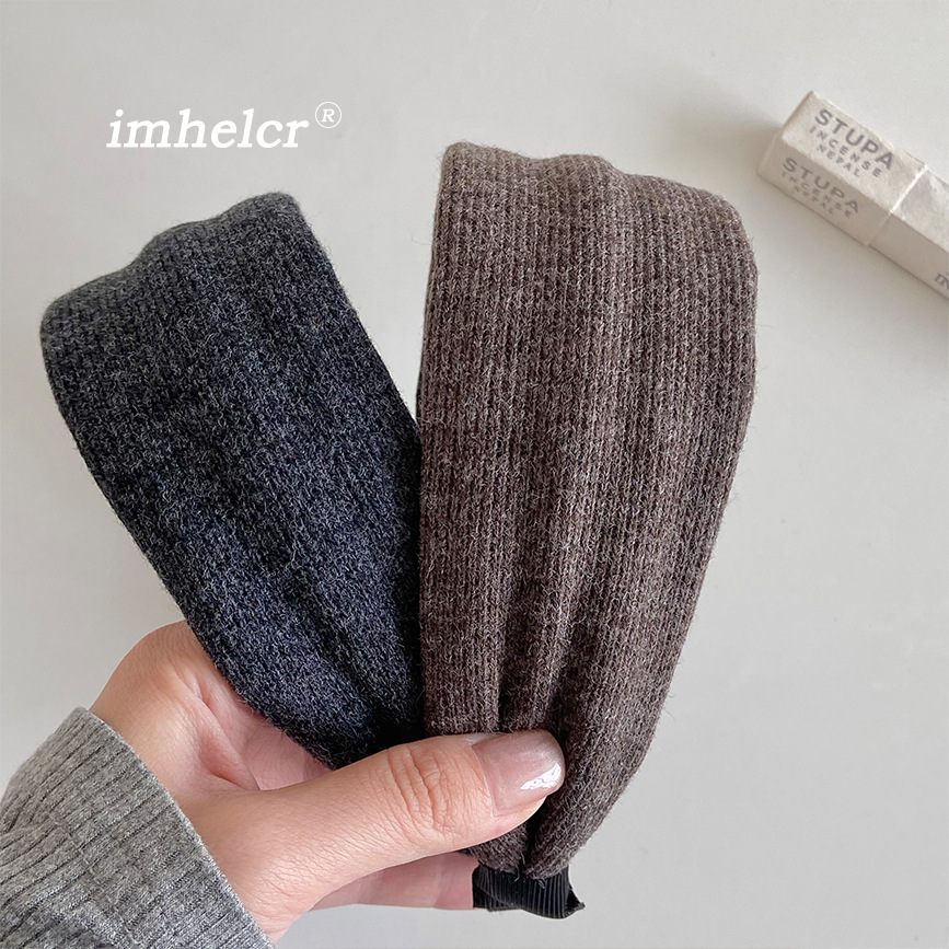 韩国东大门质感毛线宽边发箍气质复古温柔高颅顶日常头箍发饰新款