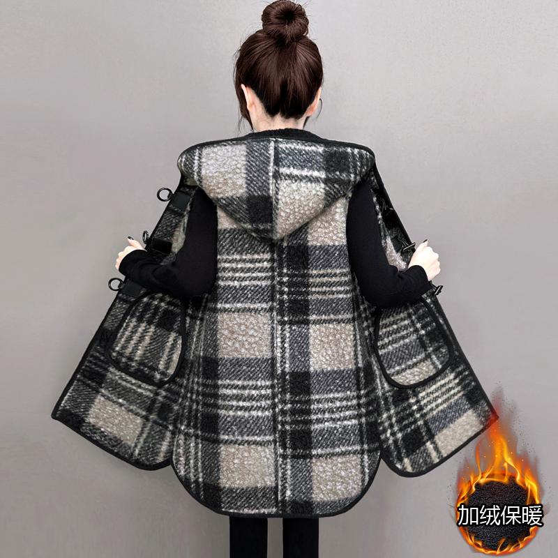 高端洋气羊羔毛加绒连帽马甲