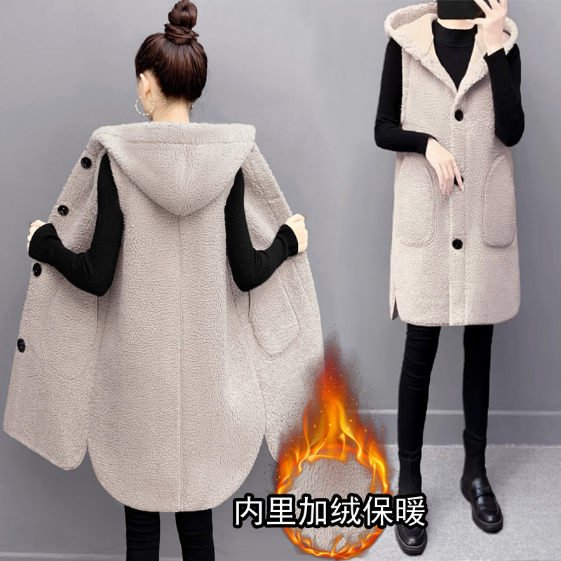 加大码羊羔绒马夹女宽松百搭