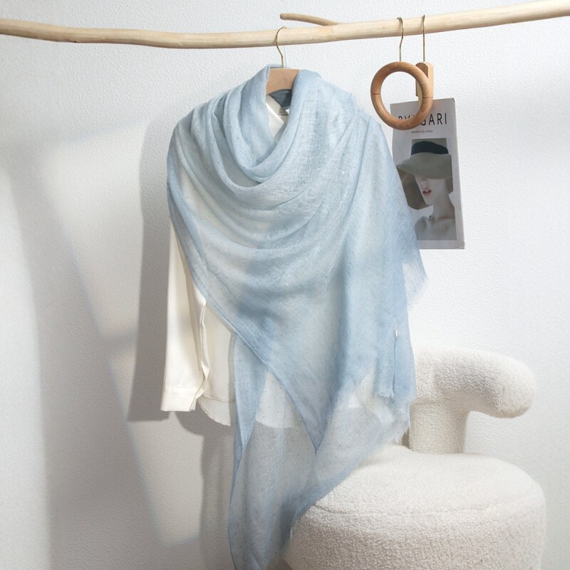 纯色山羊绒围巾轻薄款女春秋百搭戒指绒披肩两用长款粉色蓝色灰色