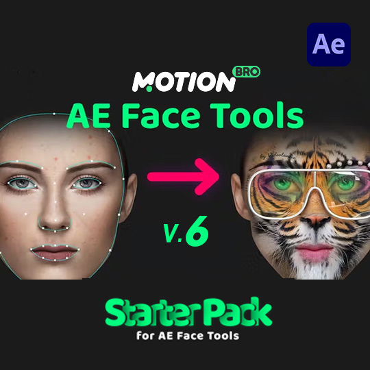 面部跟踪变形表情化妆美颜特效工具 AE Face Tools V6.0.3