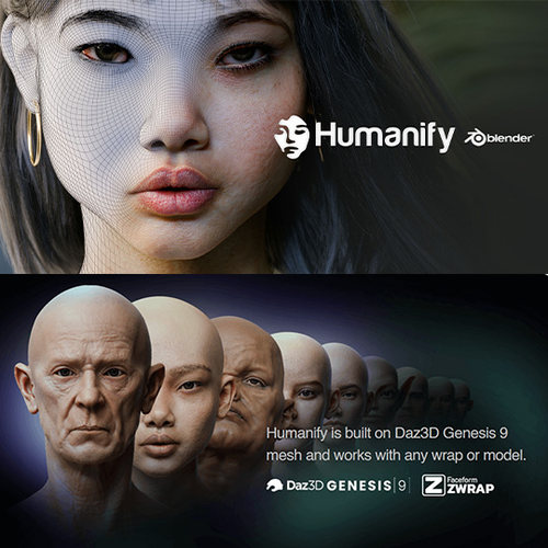 Blender一键生成真实人体面部身体皮肤着色器插件预设 Humanify
