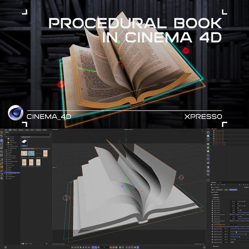 C4D程序化书籍书本翻页Cinema4d资产