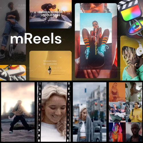 FCPX插件-50种创意视频短片制作特效转场文字标题动画预设 mReels