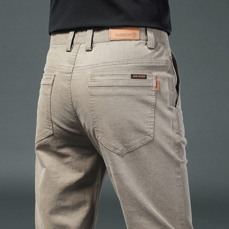 男士休闲裤秋冬款修身直筒2025加绒商务西裤男装长裤子卡其色