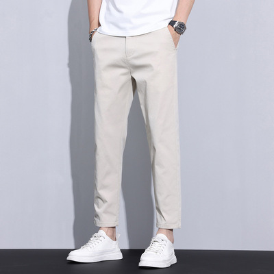 Cropped pants in solid color  Men's summer slacks