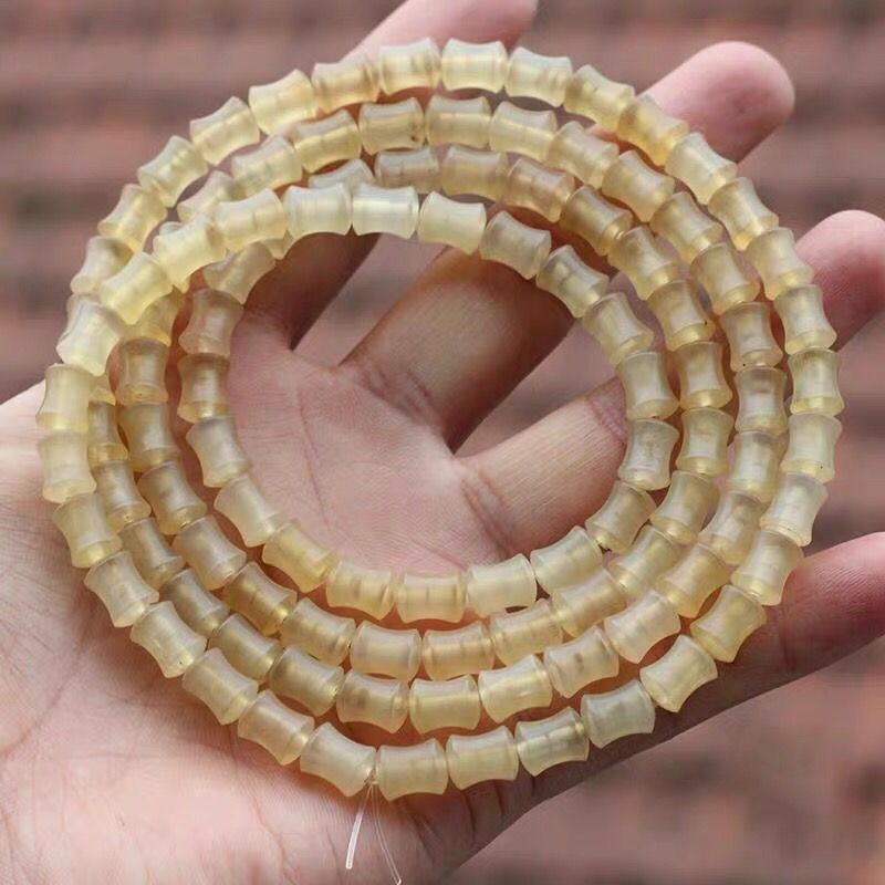 天然西藏老羊角手工打磨竹節(jié)手鏈佛珠108圓珠男女款手串清熱去火