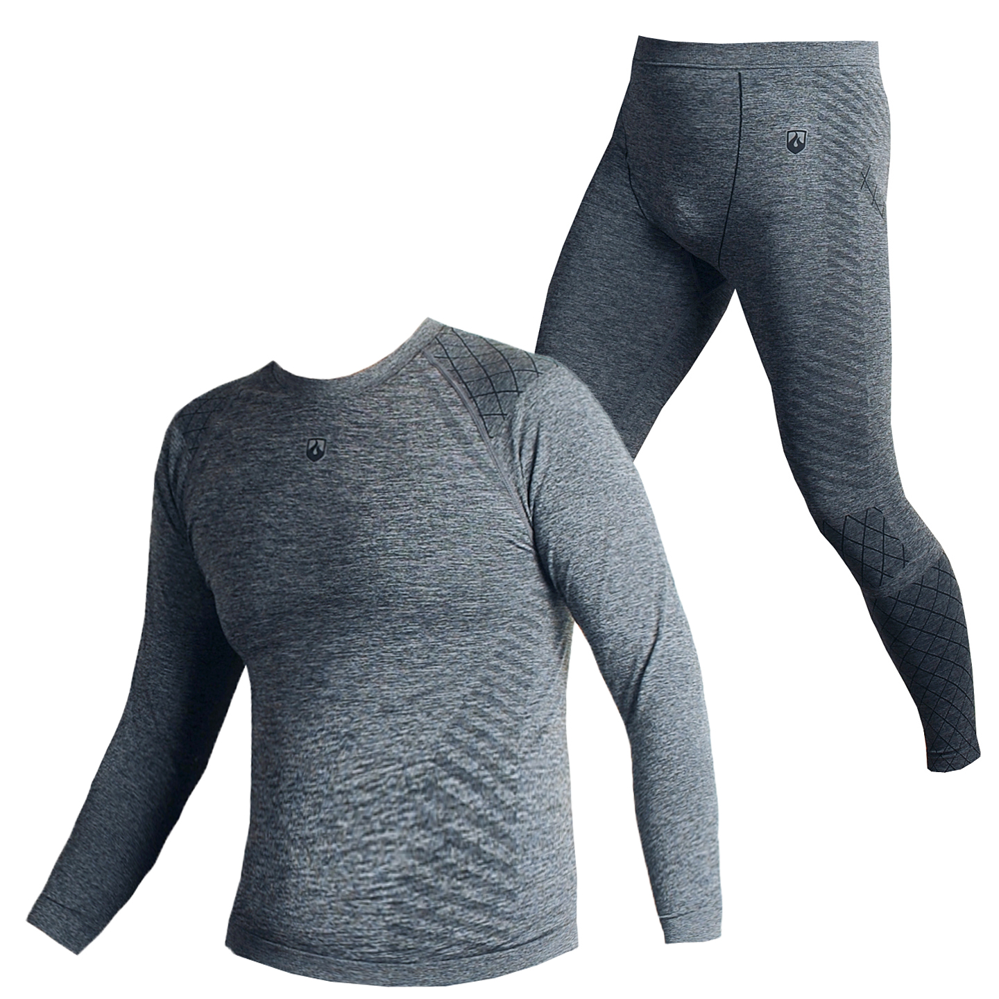 男士高弹力户外功能内衣内裤套装长袖圆领紧身打底秋衣裤排汗速干