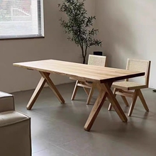 原木复古做旧实木餐桌椅组合餐厅客厅书桌长方形吃饭长条桌子