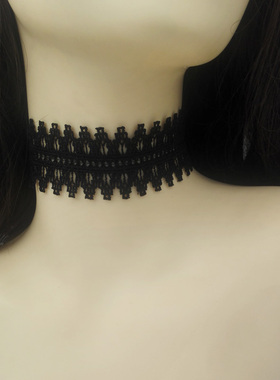 choker宽边黑色蕾丝脖子饰品颈带