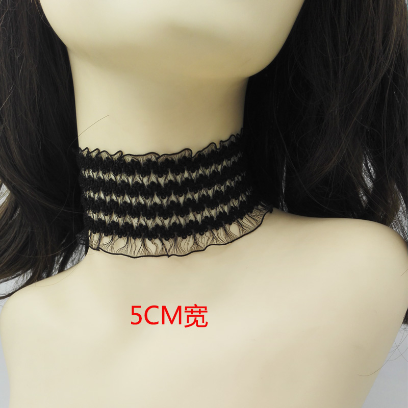 宽边脖子饰品颈带弹力蕾丝项链遮挡遮疤简约超宽脖链颈部装饰锁骨
