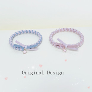 原创高颜值可爱迷你星星情侣皮筋头绳简约发圈编织高弹耐用不伤发