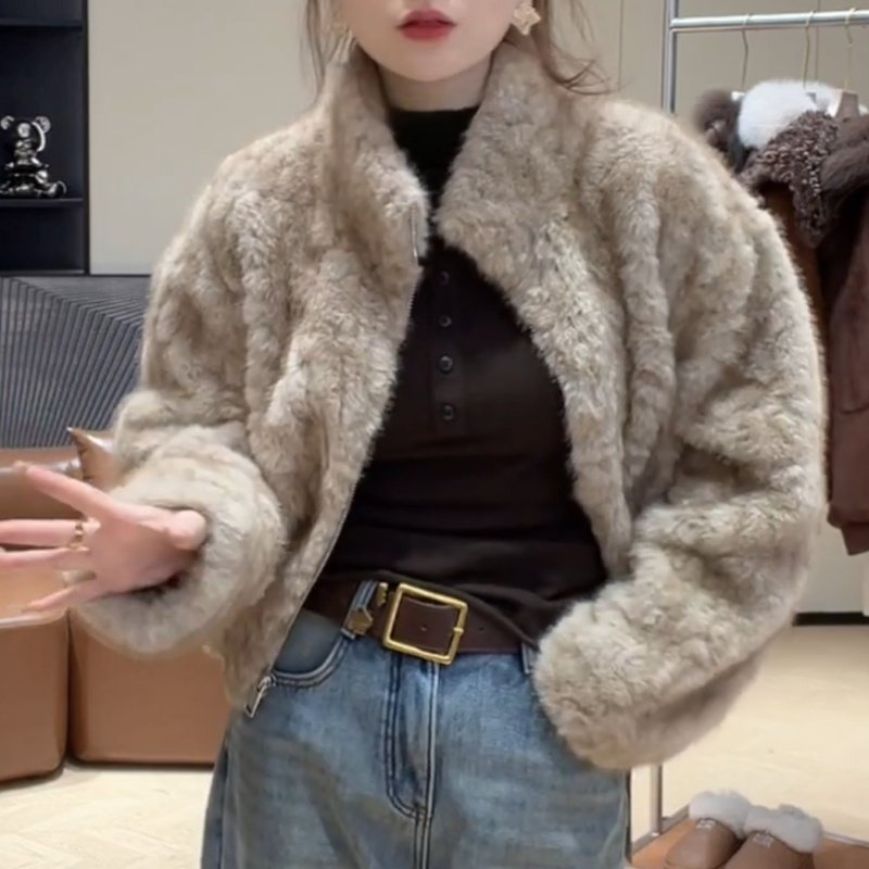 今年流行拉链立领羊羔毛短外套女冬季2025年新款小众宽松气质棉衣,女装/女士精品,短外套,淘宝优惠券,粉丝福利购,淘宝优惠卷