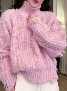 高级感软糯高领毛衣女款秋冬韩系洋气时尚独特漂亮针织内搭上衣潮