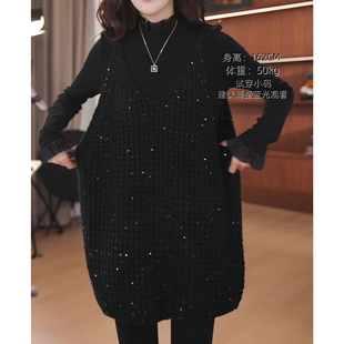 小香风亮片背心连衣裙女2025秋冬装 洋气马甲裙气质减龄裙子 新时尚