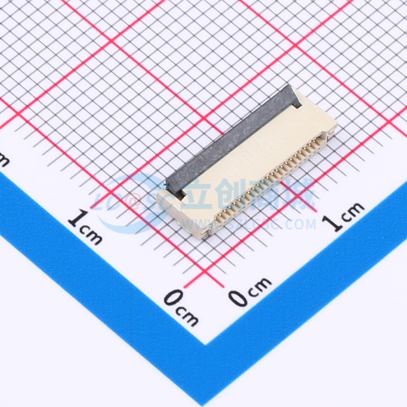 连接器 ZX-0.5FPC-2H-HFJ22P SMD,P=0.5mm,卧贴 翻盖式 22P 双侧