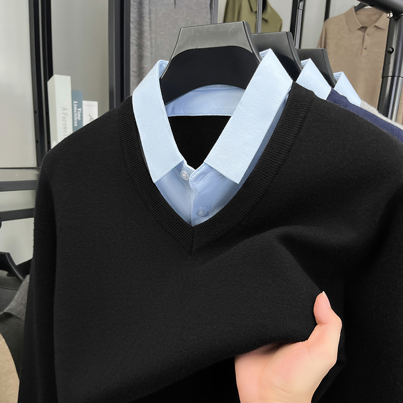 恒源祥高端假两件衬衫领