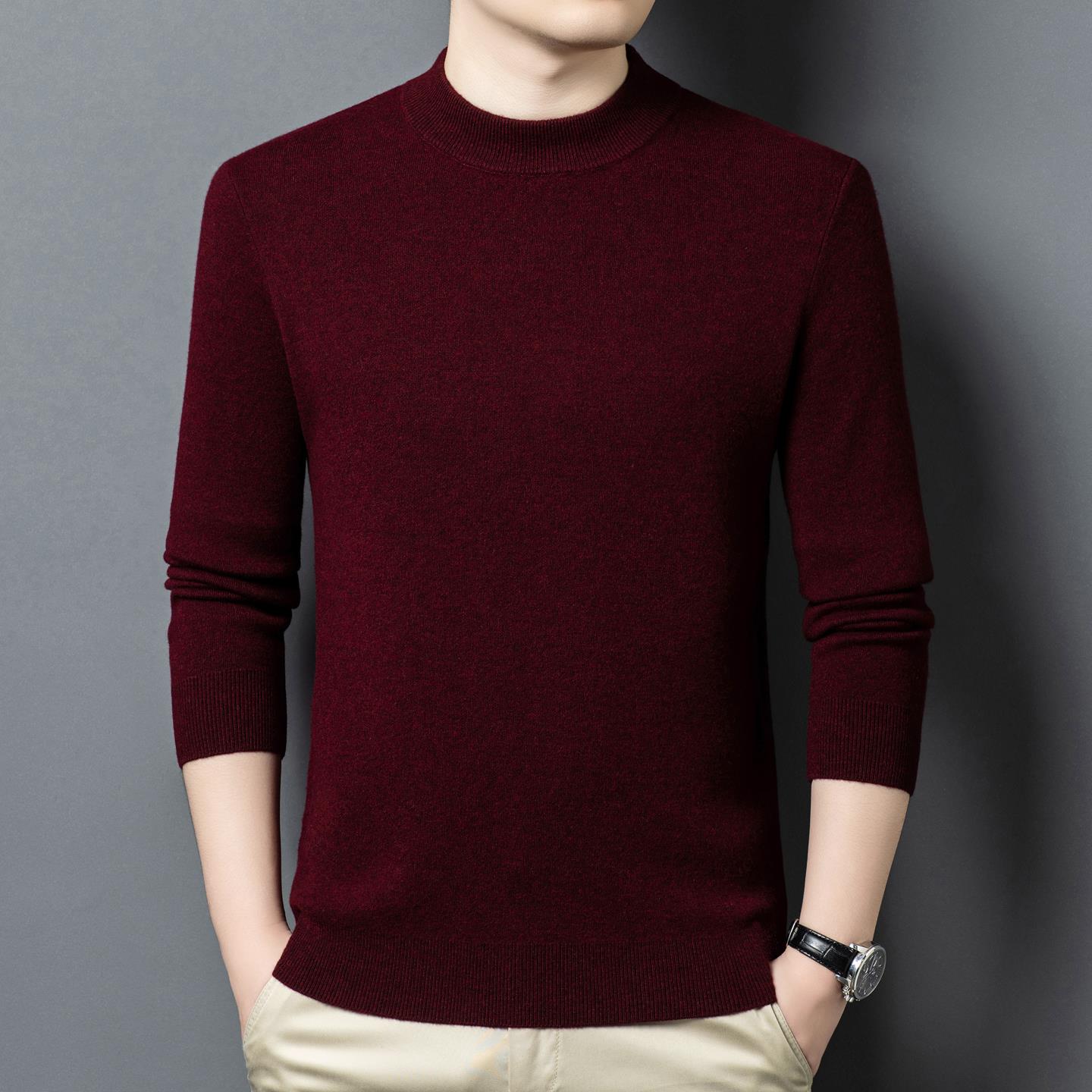 恒源祥毛衣男士半高领羊