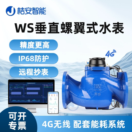 WS垂直螺翼式大口径智能水表4G物联网远传可拆干式高精度DN100