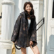 两面穿可脱卸宽松连帽水貂毛大号码 黑色拉链短款 香云纱整貂皮大衣