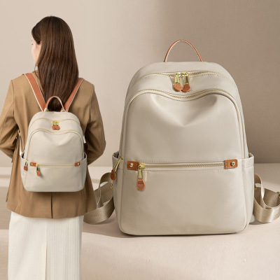 双肩包女旅游包轻便2025新款时尚休闲帆布书包牛津布小背包妈咪