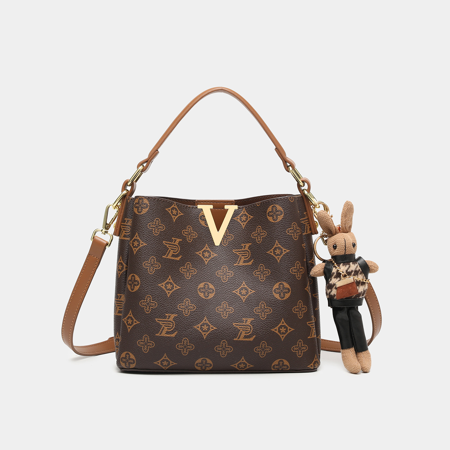 韩版高级感复古手提包包女新款百搭印花单肩水桶包爆款轻奢