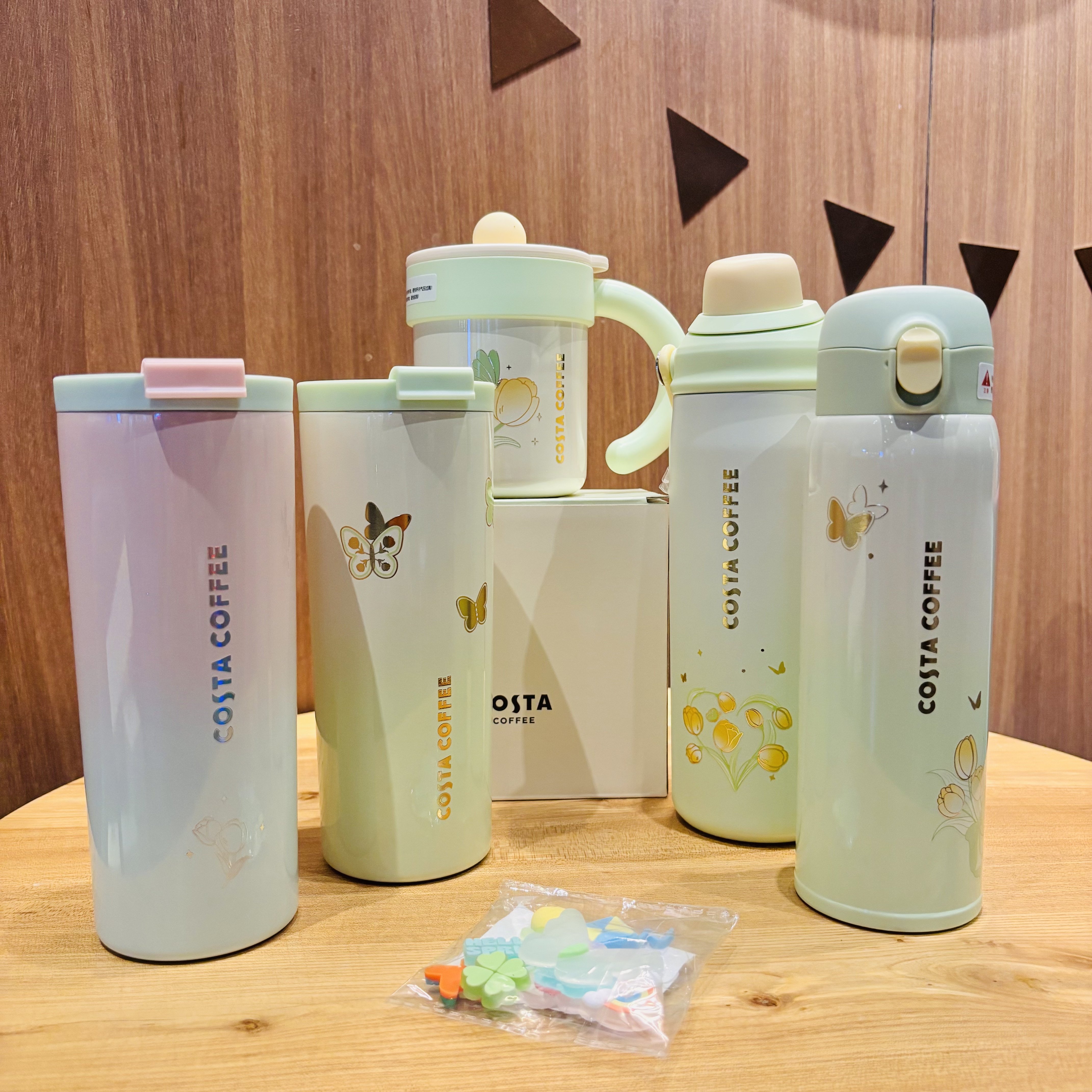 Costa春日fafa桌面杯手持杯翻盖锁扣车载户外随行不锈钢保温杯