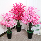 仿真桃花树假树室内装 饰落地盆栽客厅大型假花盆景仿真花桃树摆设